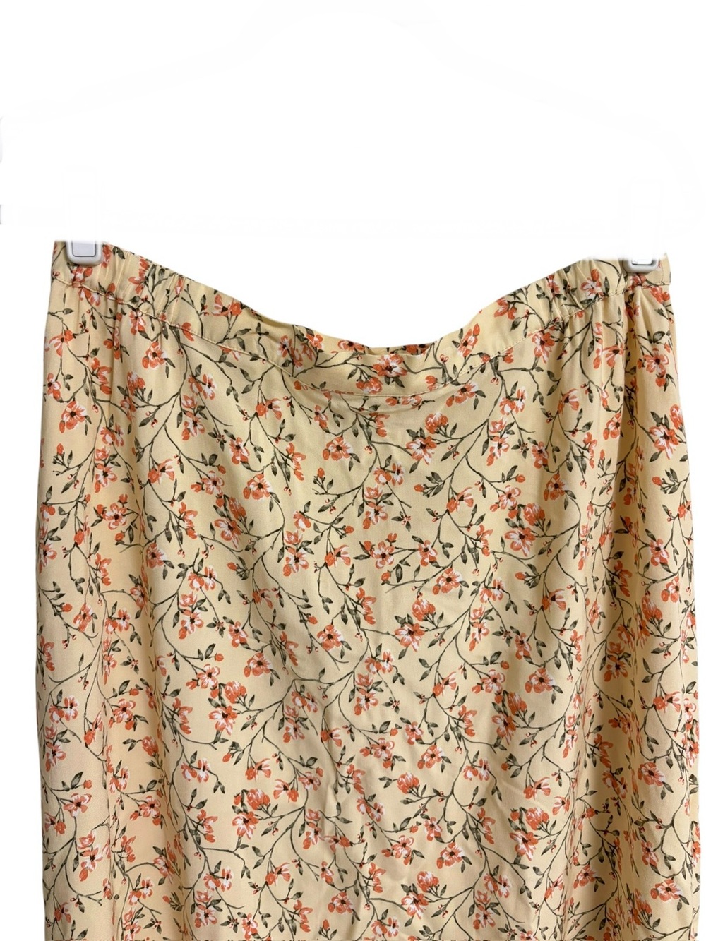 Vintage light yellow floral cottagecore prairie button up midi pull on skirt 12 - Picture 9 of 11